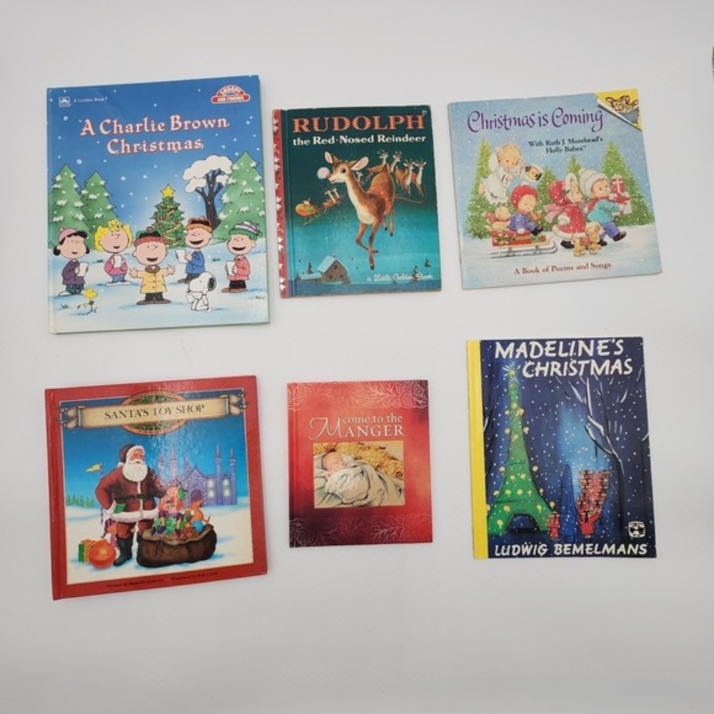 Vintage Children Christmas Books Lot of 6‎ Charlie Brown Rudolph Classic Reading
